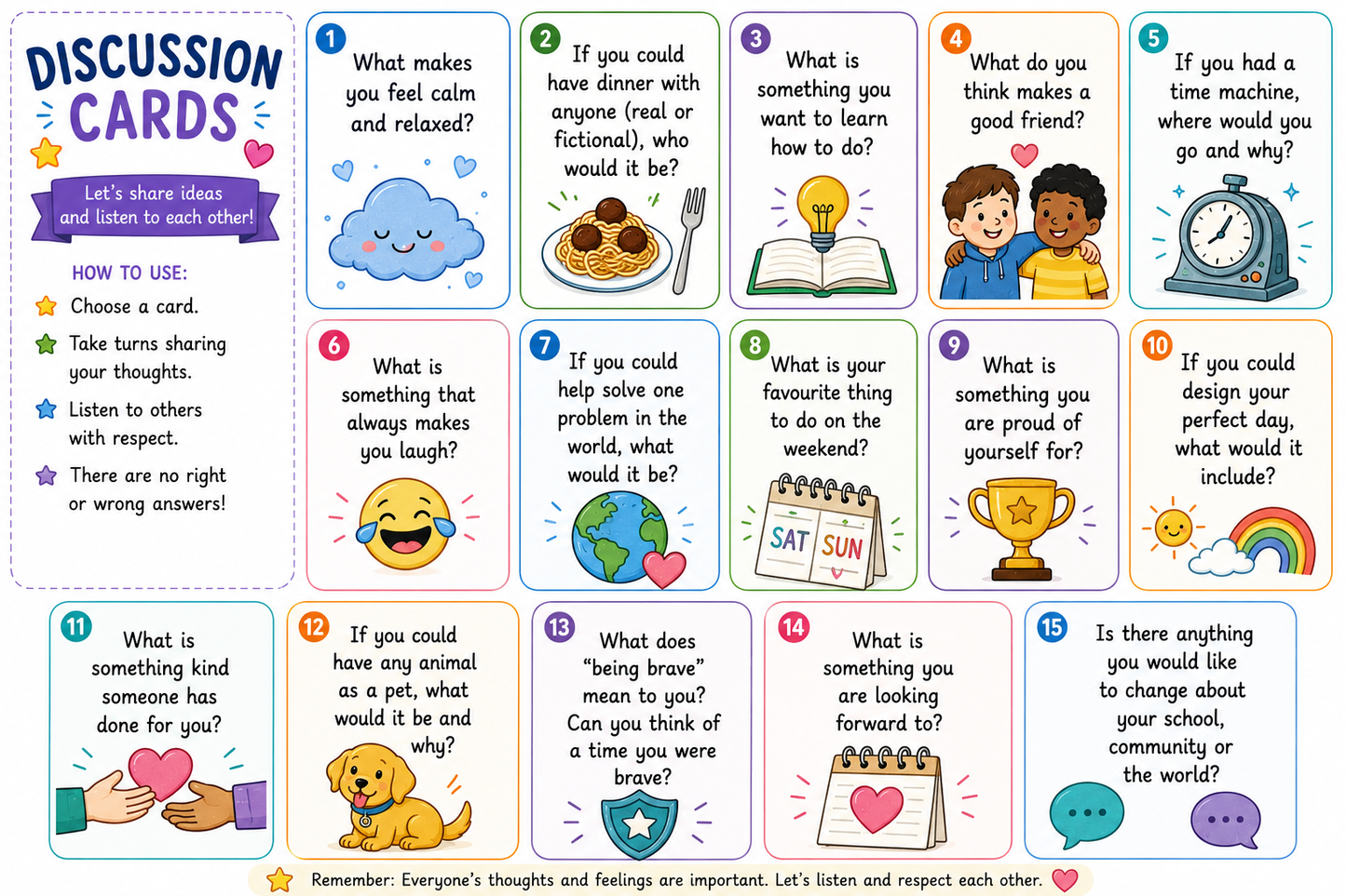 SEL/PSHE Discussion Cards