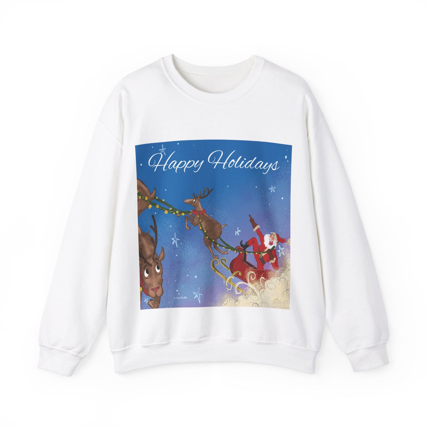 Happy Holidays Santa Claus Whispers Unisex Sweatshirt White