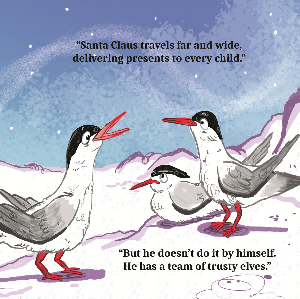 Santa Claus Whispers by Cher Louise Jones Children's picture books Penguin journeys across the world to become an elf.