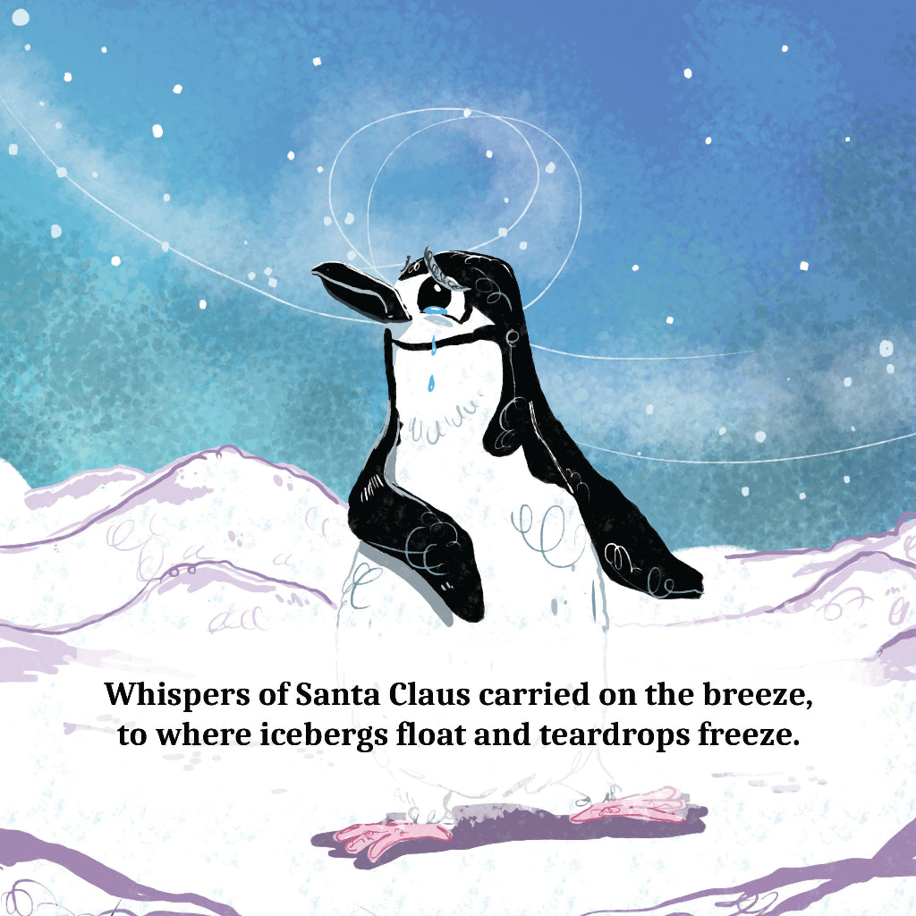 Santa Claus Whispers by Cher Louise Jones Children's picture books Penguin journeys across the world to become an elf.
