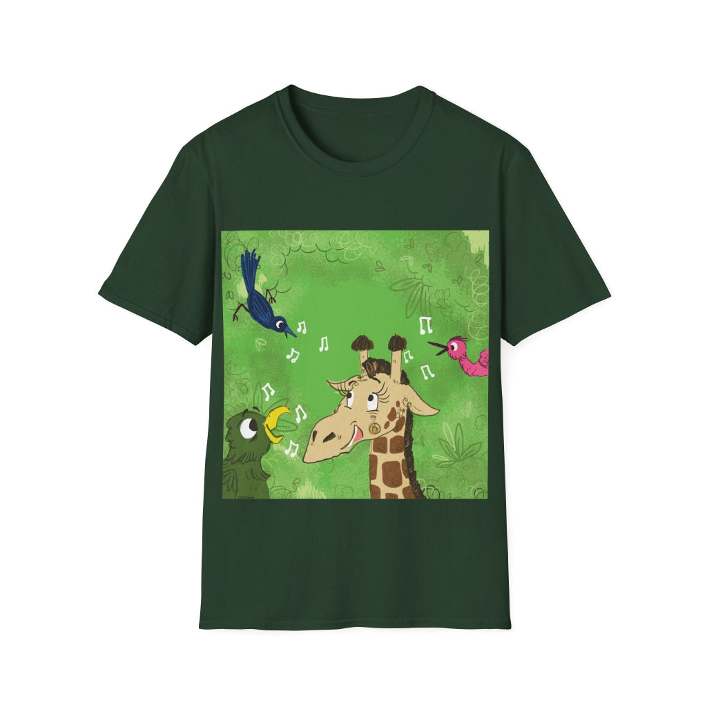 Walk Tall Unisex Softstyle Giraffe T-Shirt Cher Louise Jones Lee Dixon Dark Green