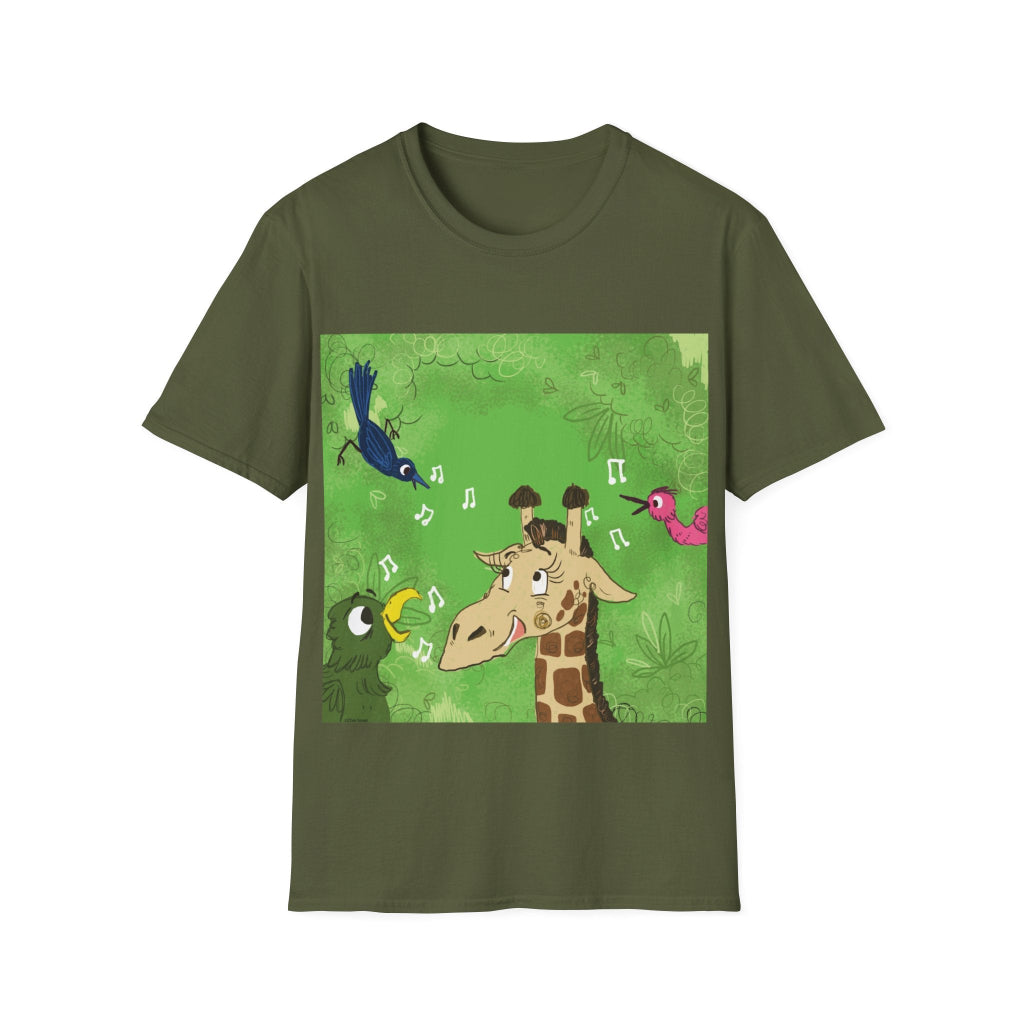 Walk Tall Unisex Softstyle Giraffe T-Shirt Cher Louise Jones Lee Dixon khaki green