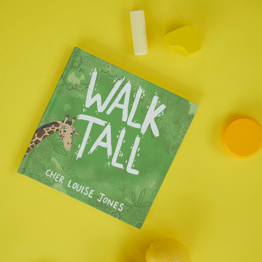 Walk Tall by Cher Louise Jones Illustrated by Lee Dixon Bullying Self Esteem Illustrated Picture Book Giraffes Lions Crocodiles Hippos Savanna Kenya children's picture book about giraffes and other African animals