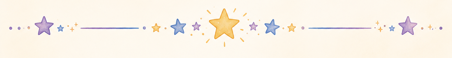Decorative line of colorful stars on a light beige background