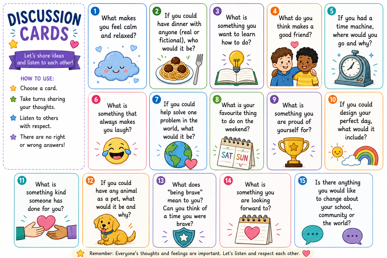 SEL/PSHE Discussion Cards
