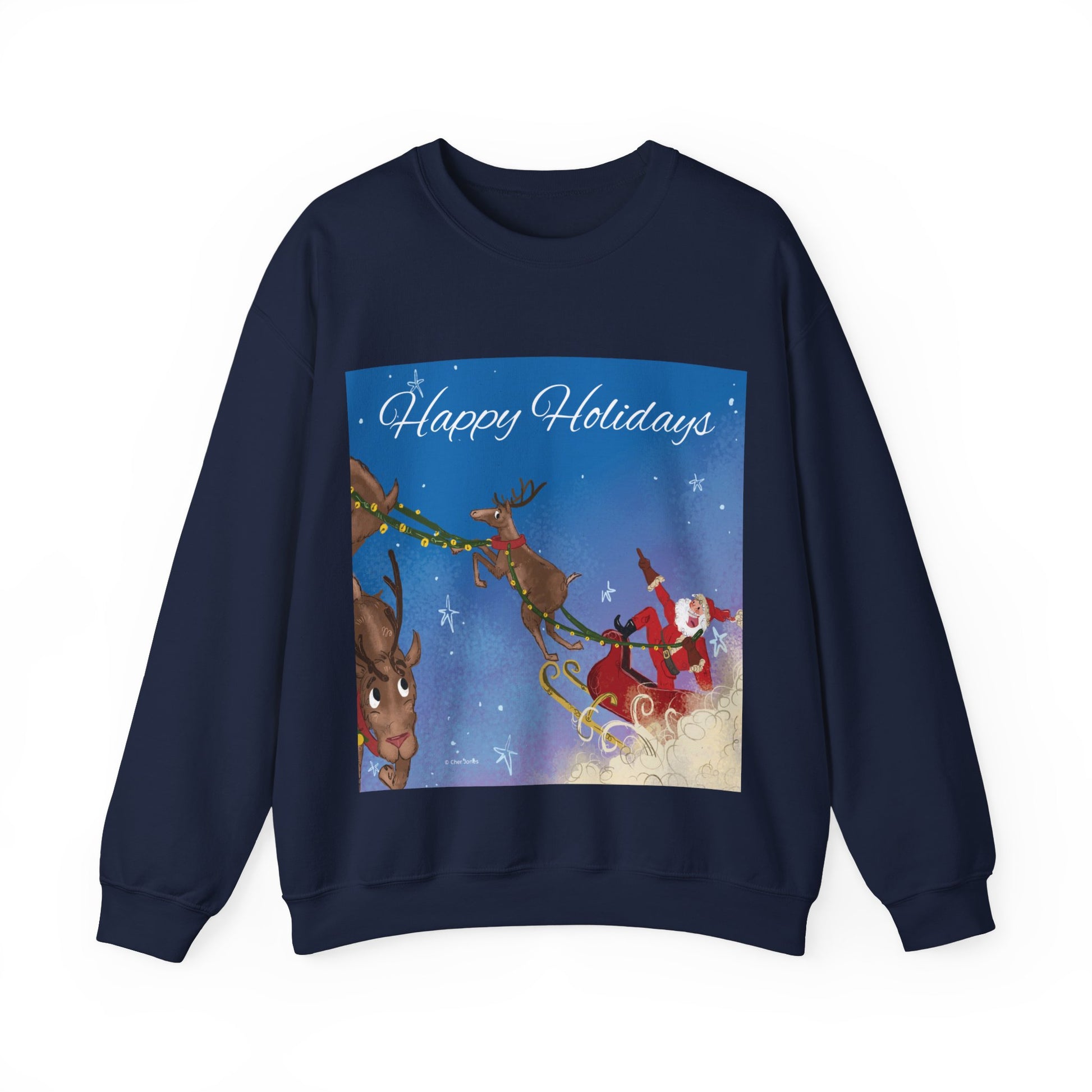 Happy Holidays Santa Claus Whispers Unisex Sweatshirt Navy Bue