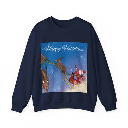Happy Holidays Santa Claus Whispers Unisex Sweatshirt Navy Bue