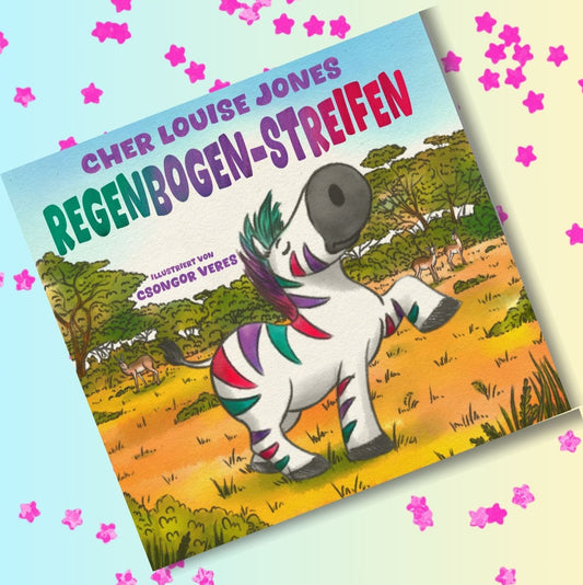 Rainbow Stripes by Cher Louise Jones German Zebra Jungle Animals Anxiety and Depression