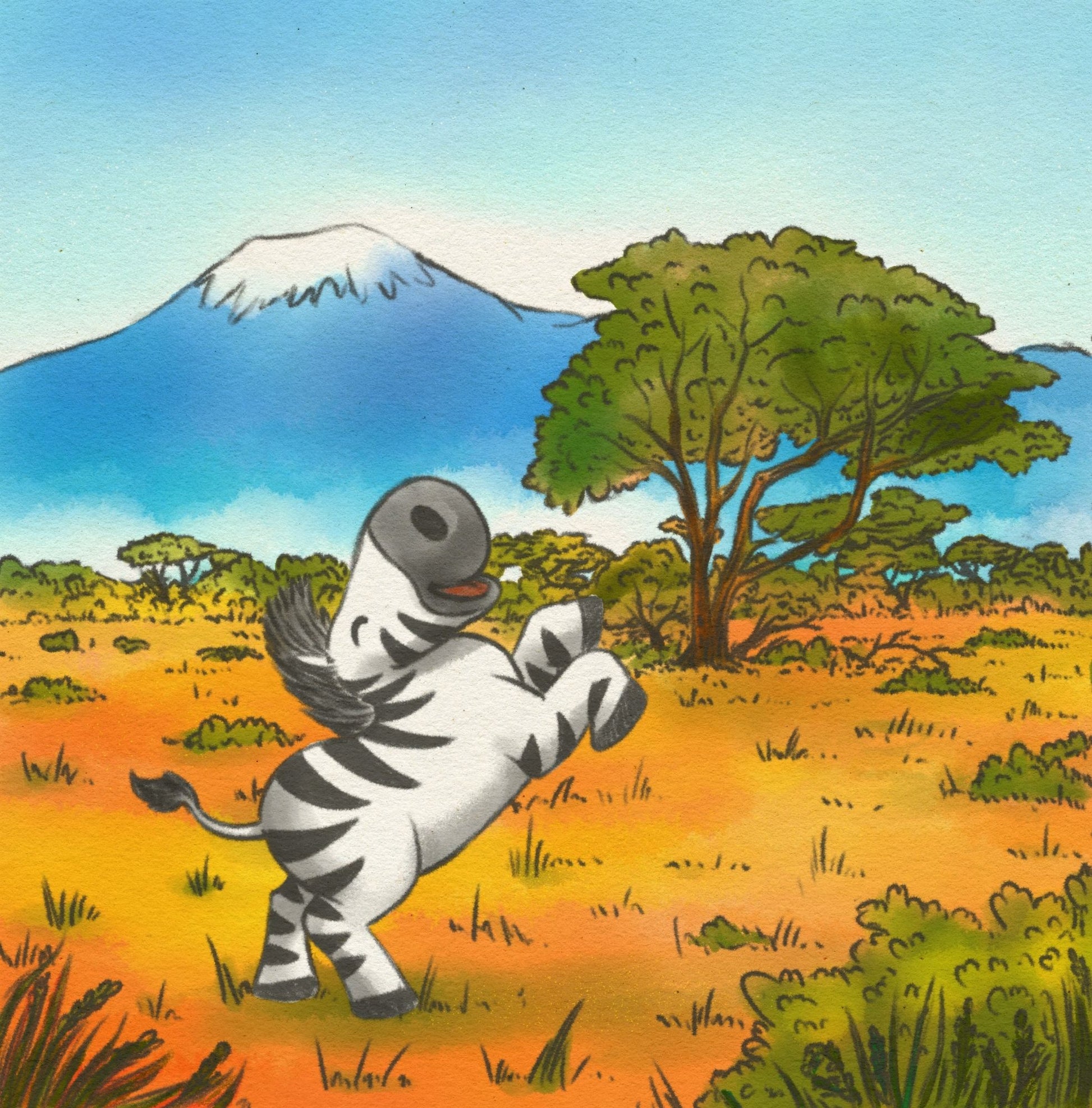 Rainbow Stripes by Cher Louise Jones German Zebra Jungle Animals Anxiety and Depression Happy Zebra loving his stripes