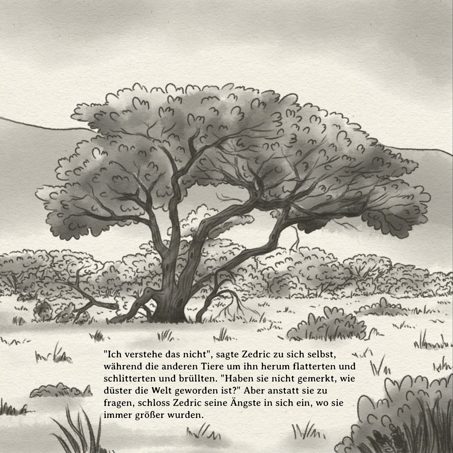 Illustration of a zebra in a savannah with text overlay