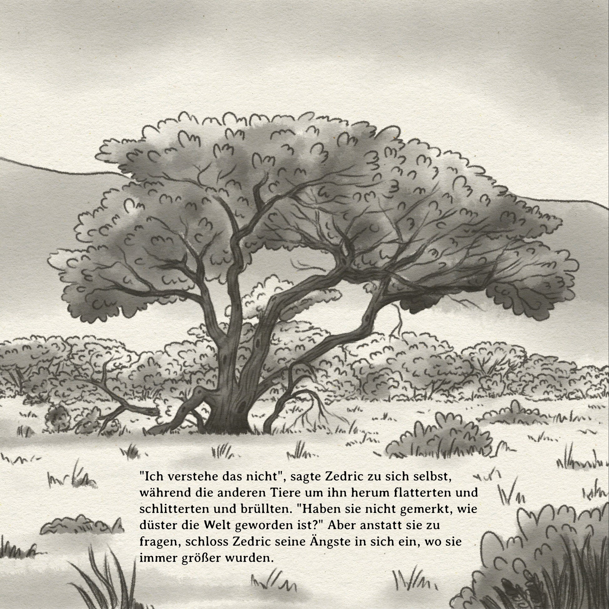 Illustration of a zebra in a savannah with text overlay