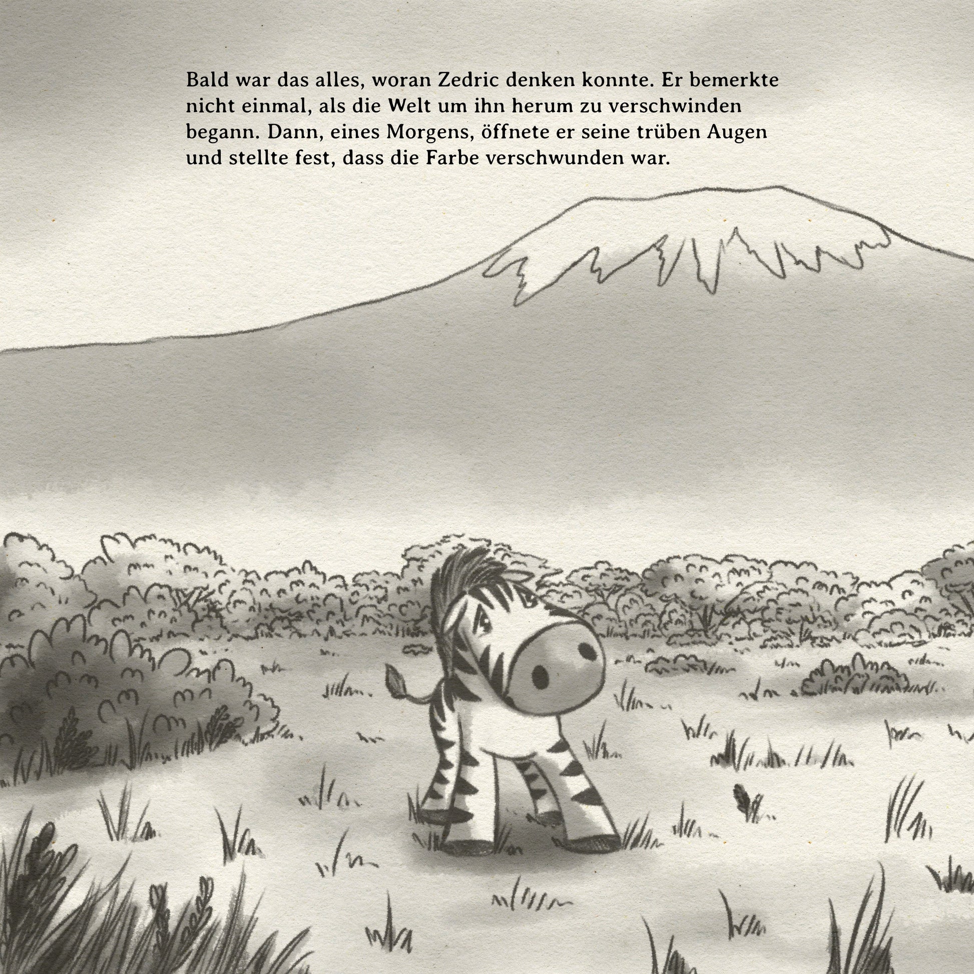 Illustration of a zebra in a savannah with text overlay